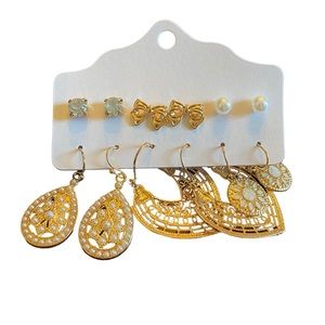 VARIETY Set of 6 Gold Tone Earrings